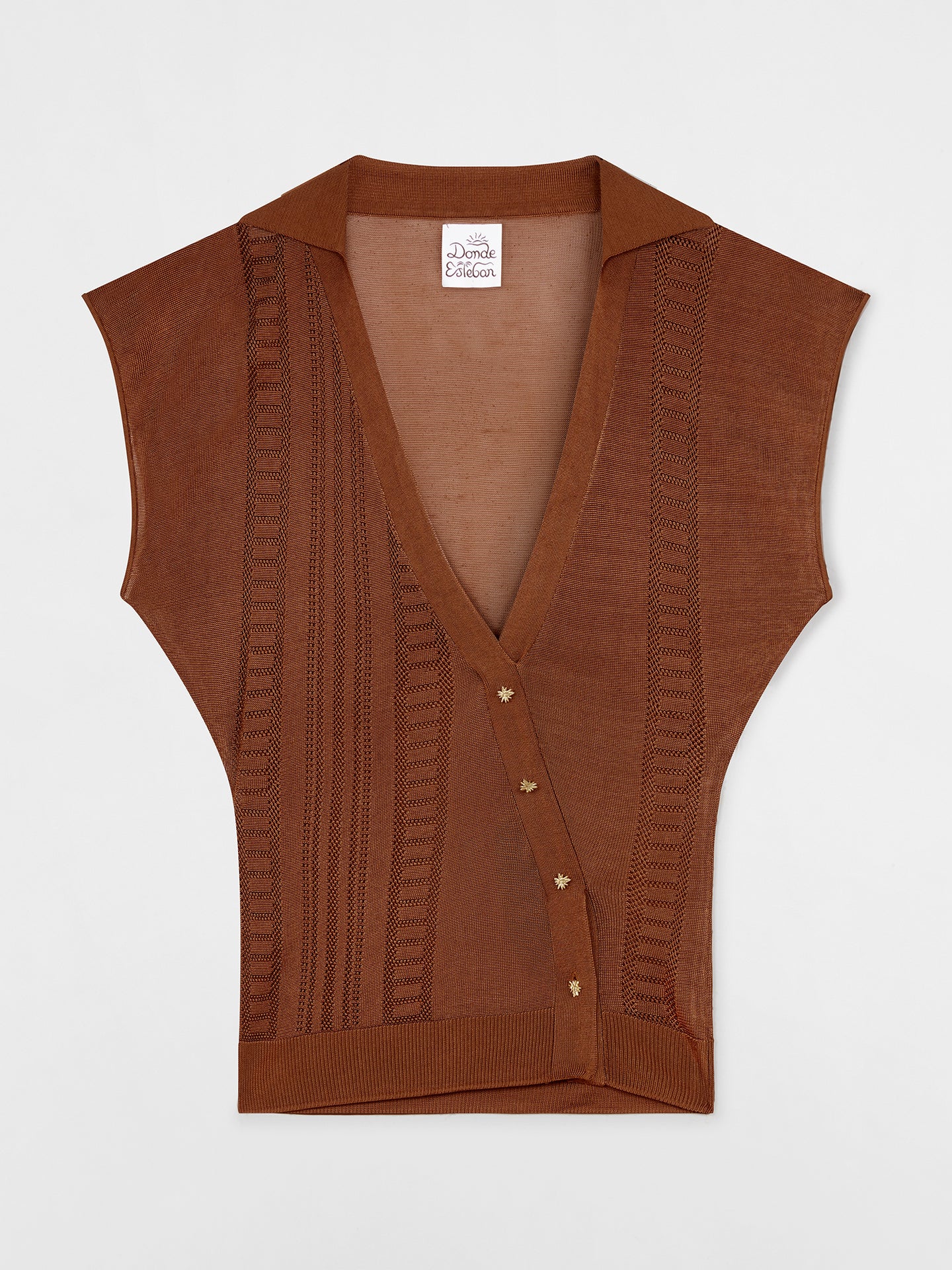 Guayabera Brown Knit Top