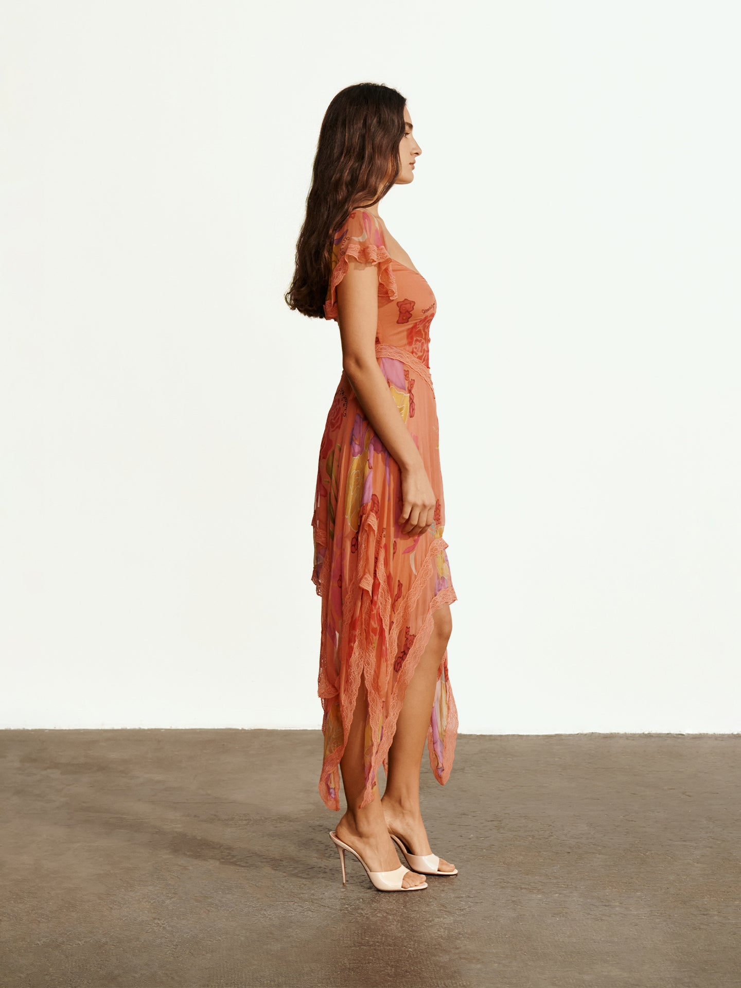 Guava Flores Silk Chiffon Dress