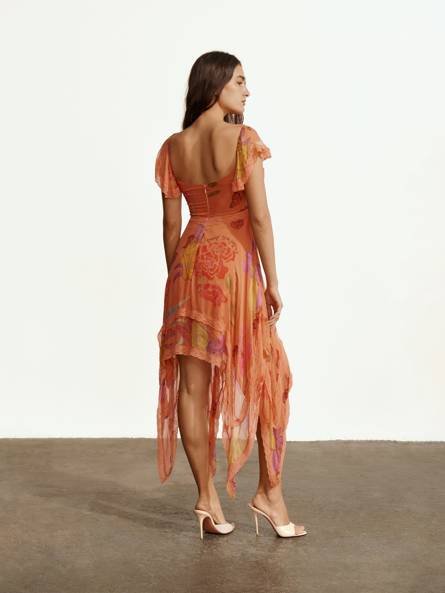 Guava Flores Silk Chiffon Dress