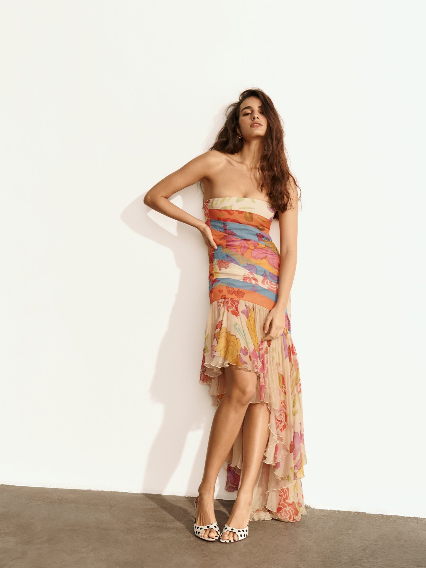 Flores Strapless Silk Chiffon Long Dress