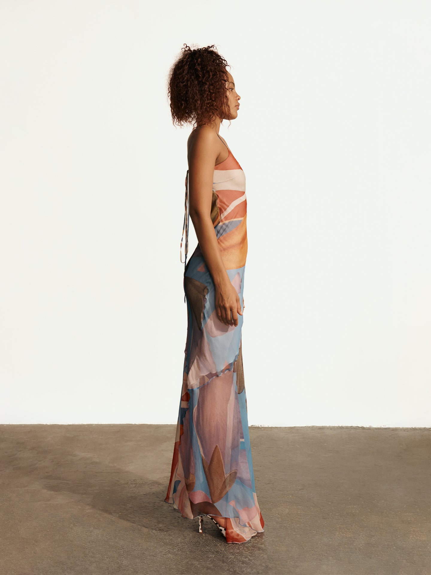 Palenque Flores Silk Long Dress