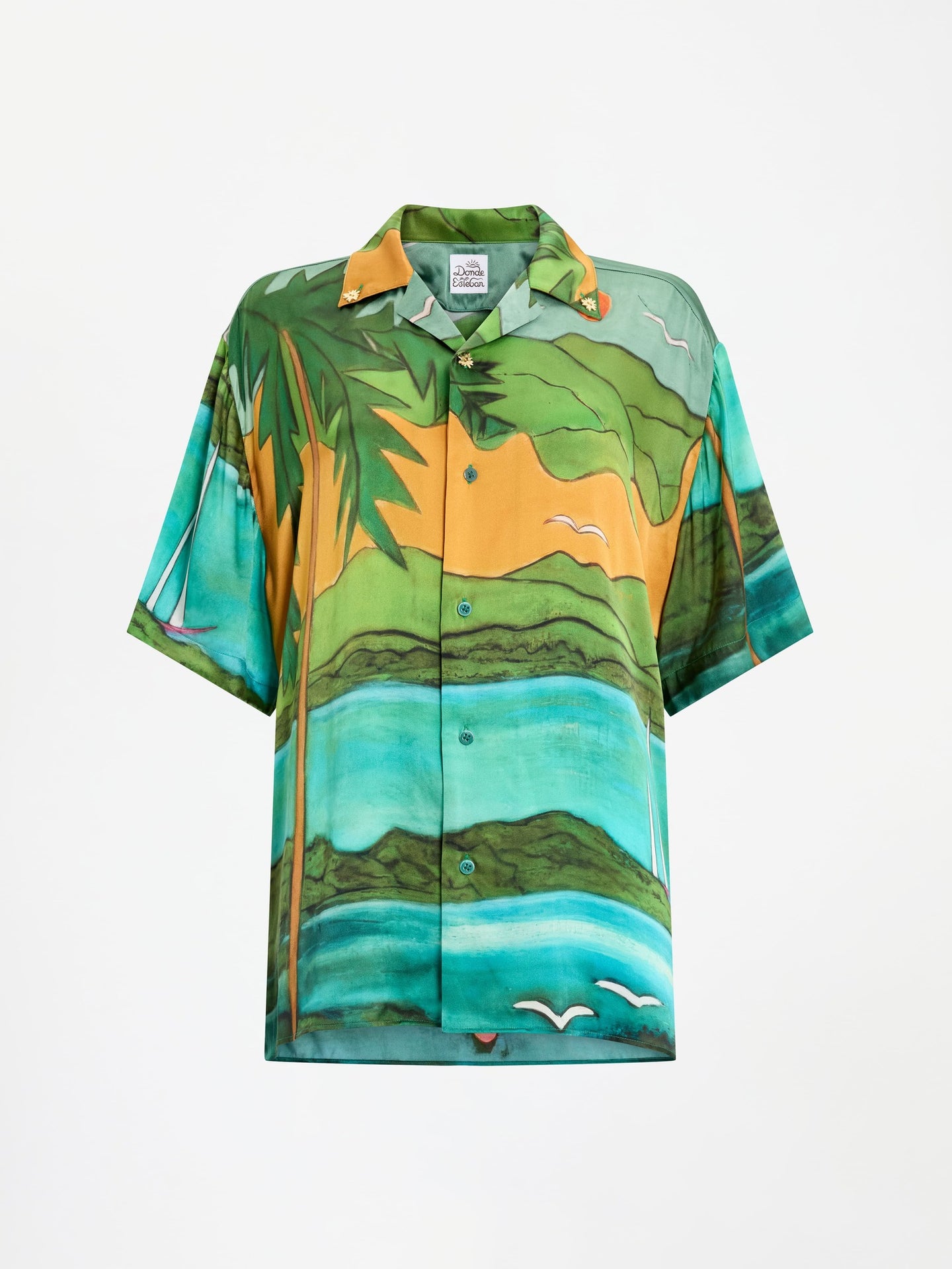 Magdalena Silk Satin Short Sleeve Shirt