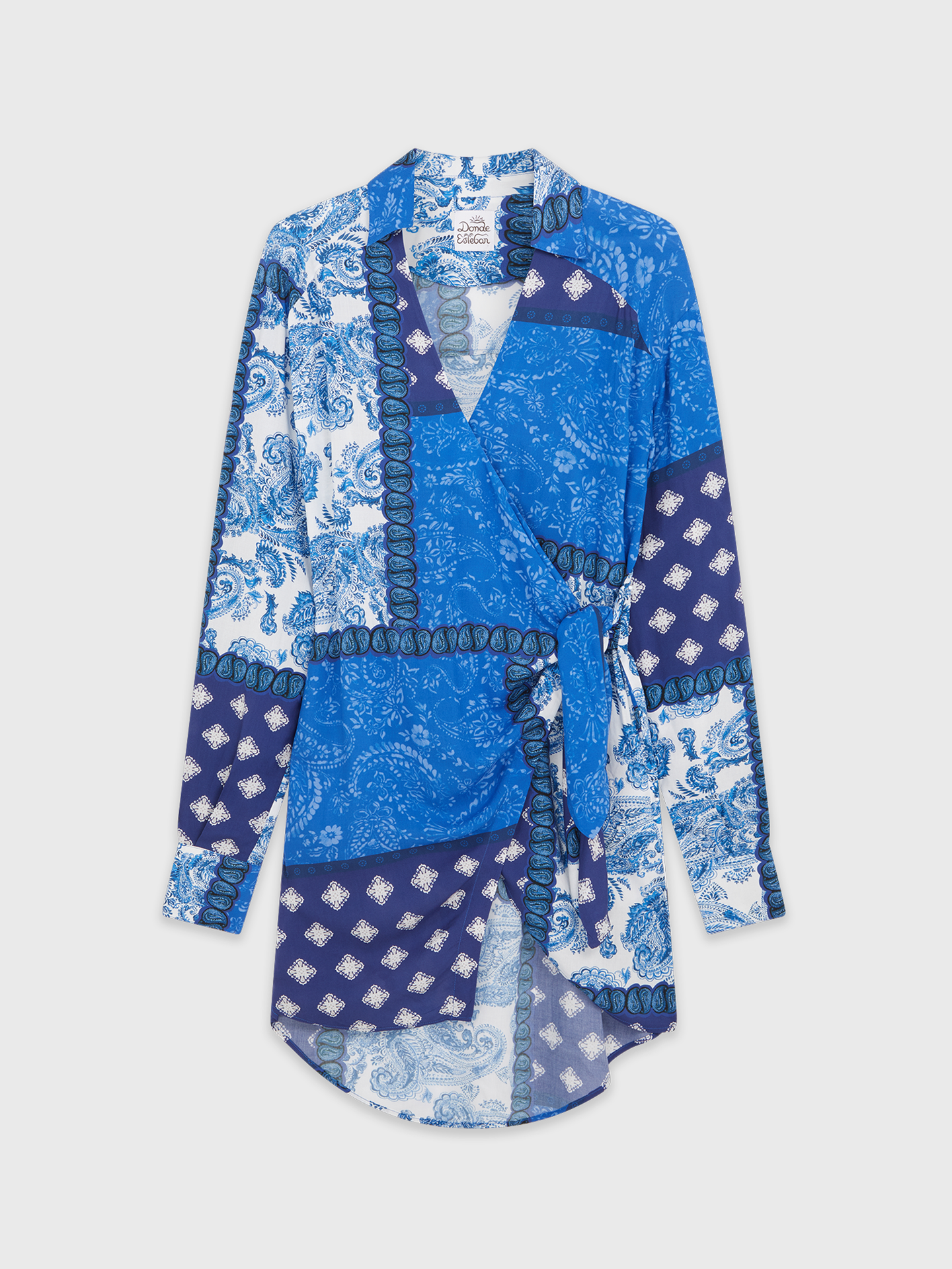 Midnight Paisley Wrap Mini Dress