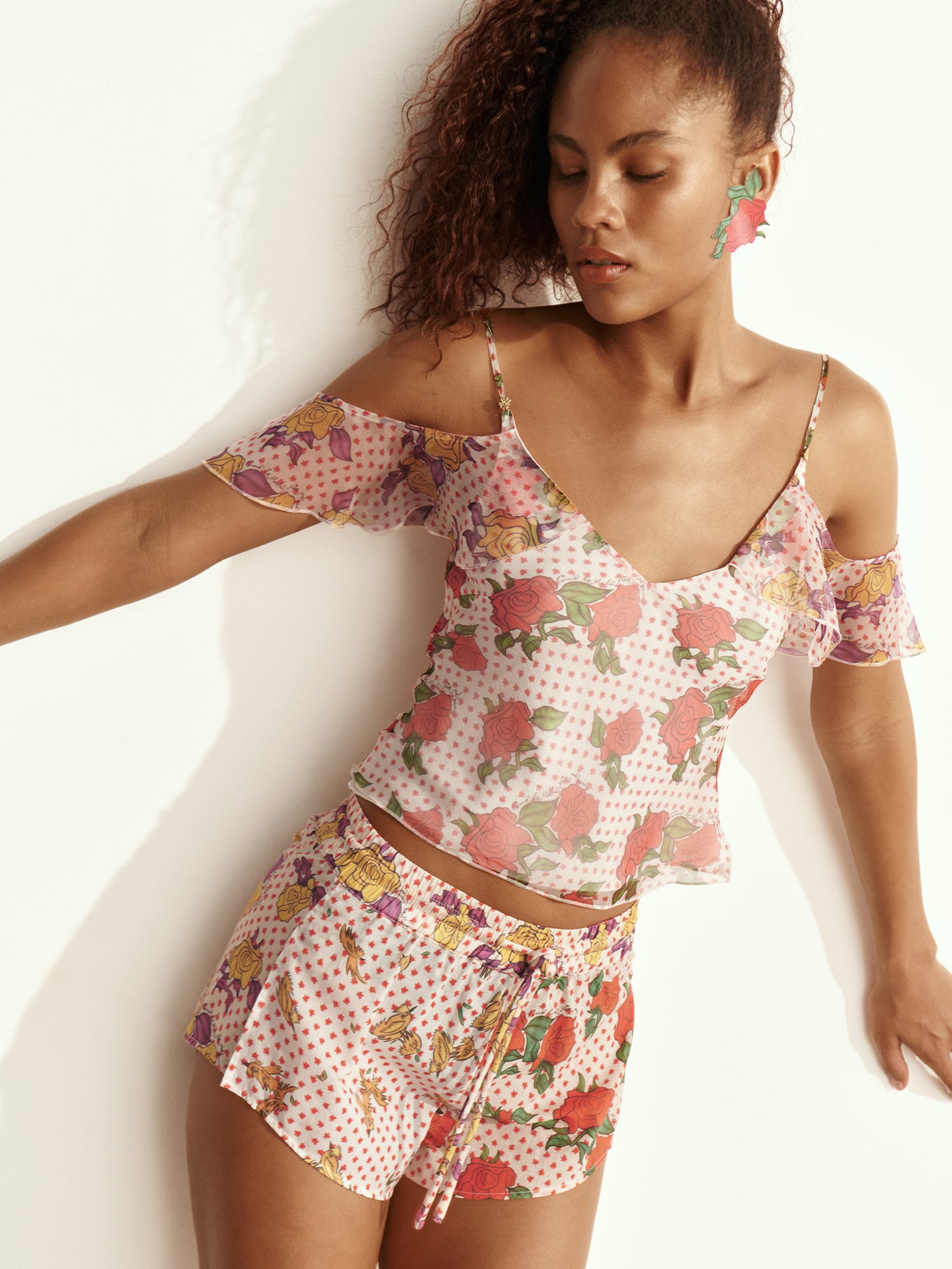 Pajaritos Y Rosas Silk Chiffon Cami