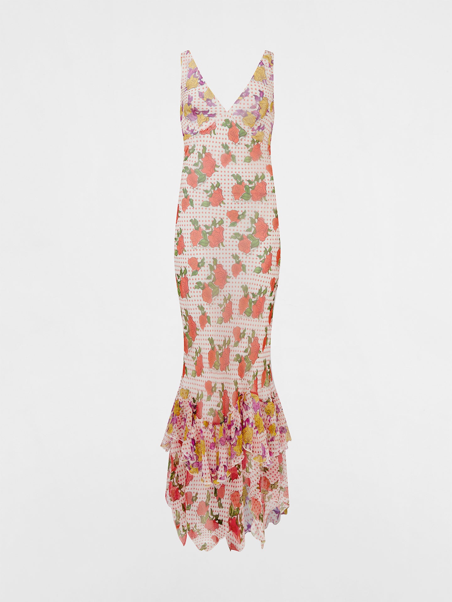 Pajaritos Y Rosas Silk Long Dress