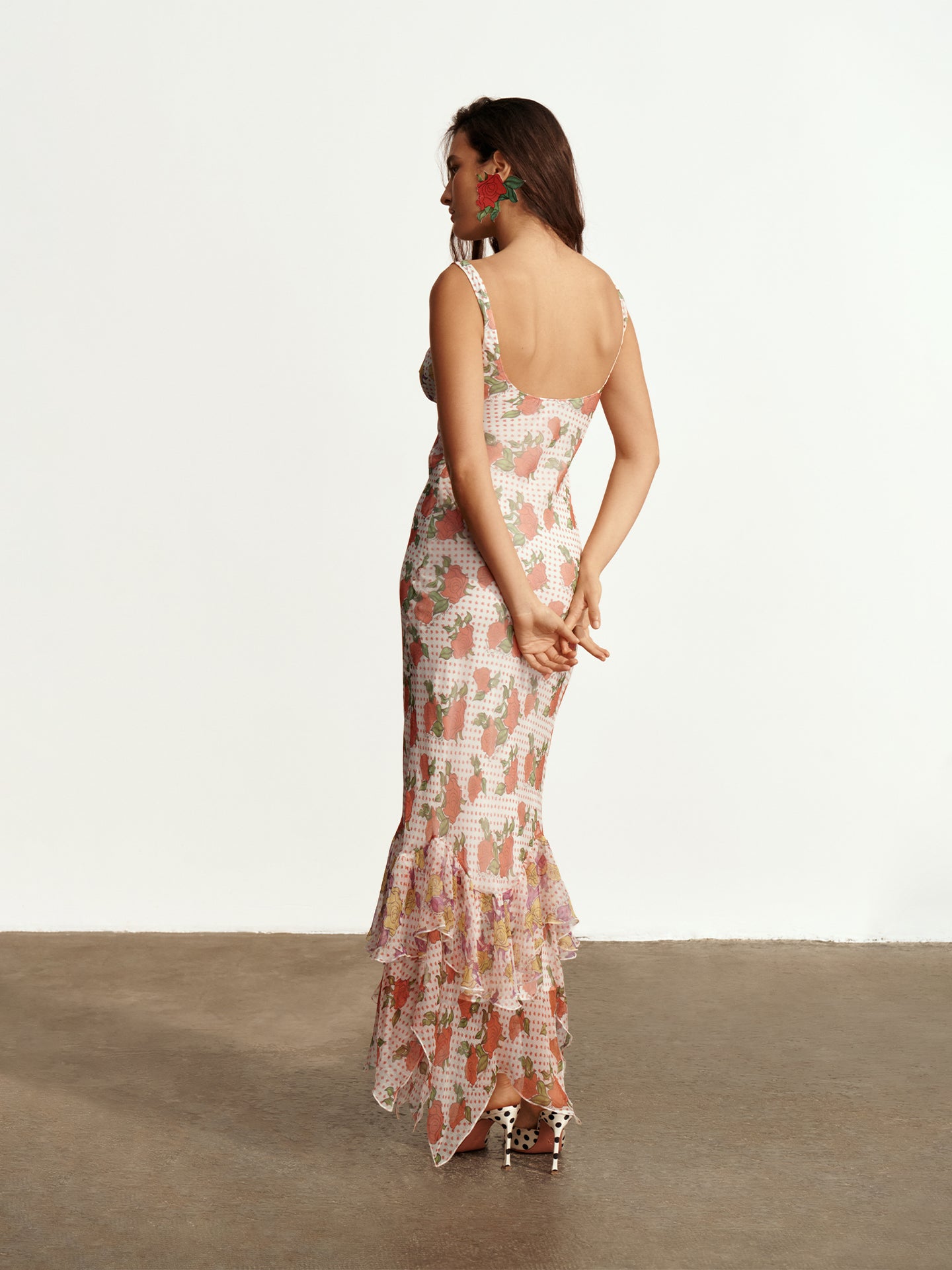 Pajaritos Y Rosas Silk Long Dress
