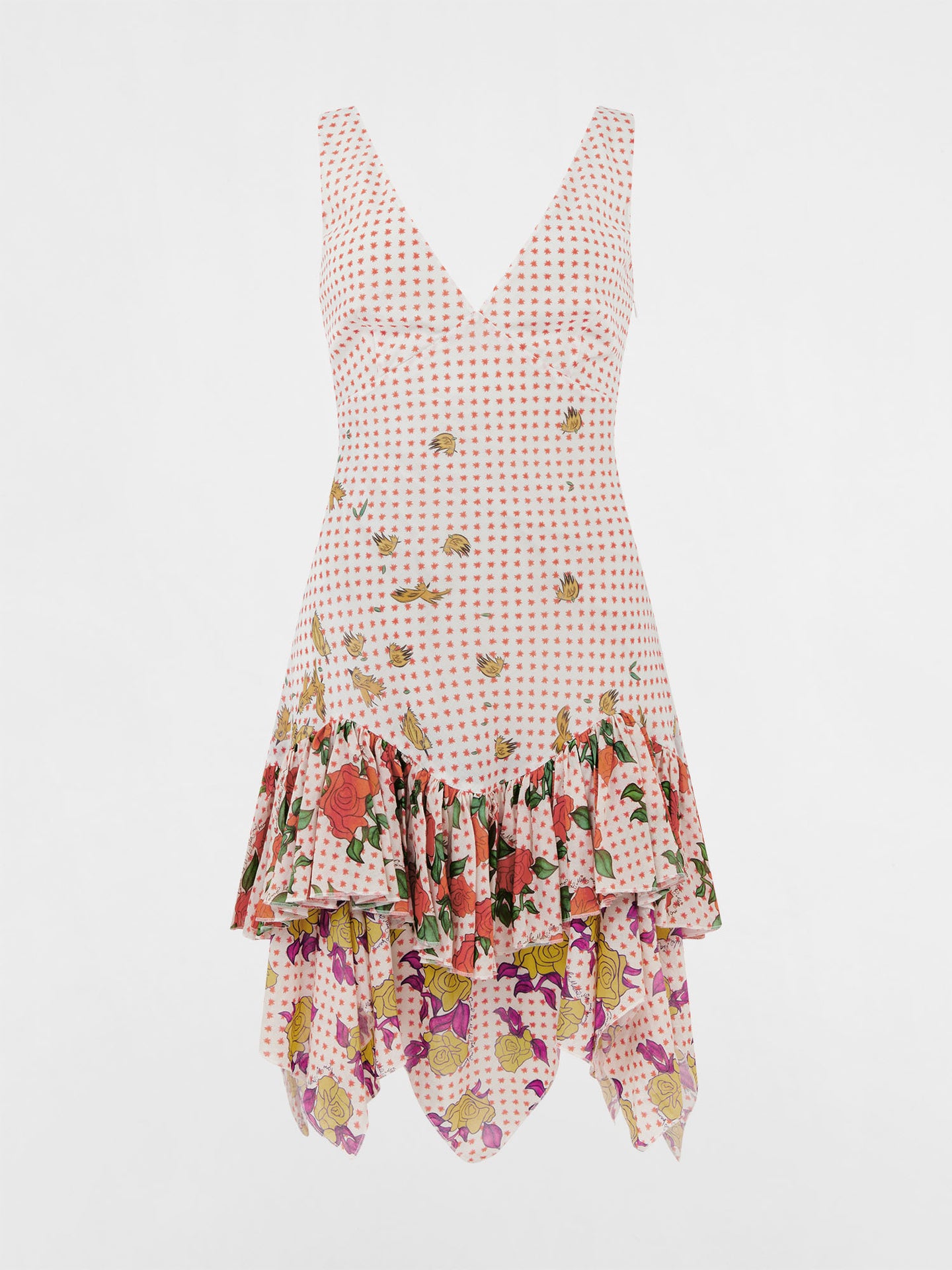 Pajaritos Y Rosas Cotton Voile Mini Dress