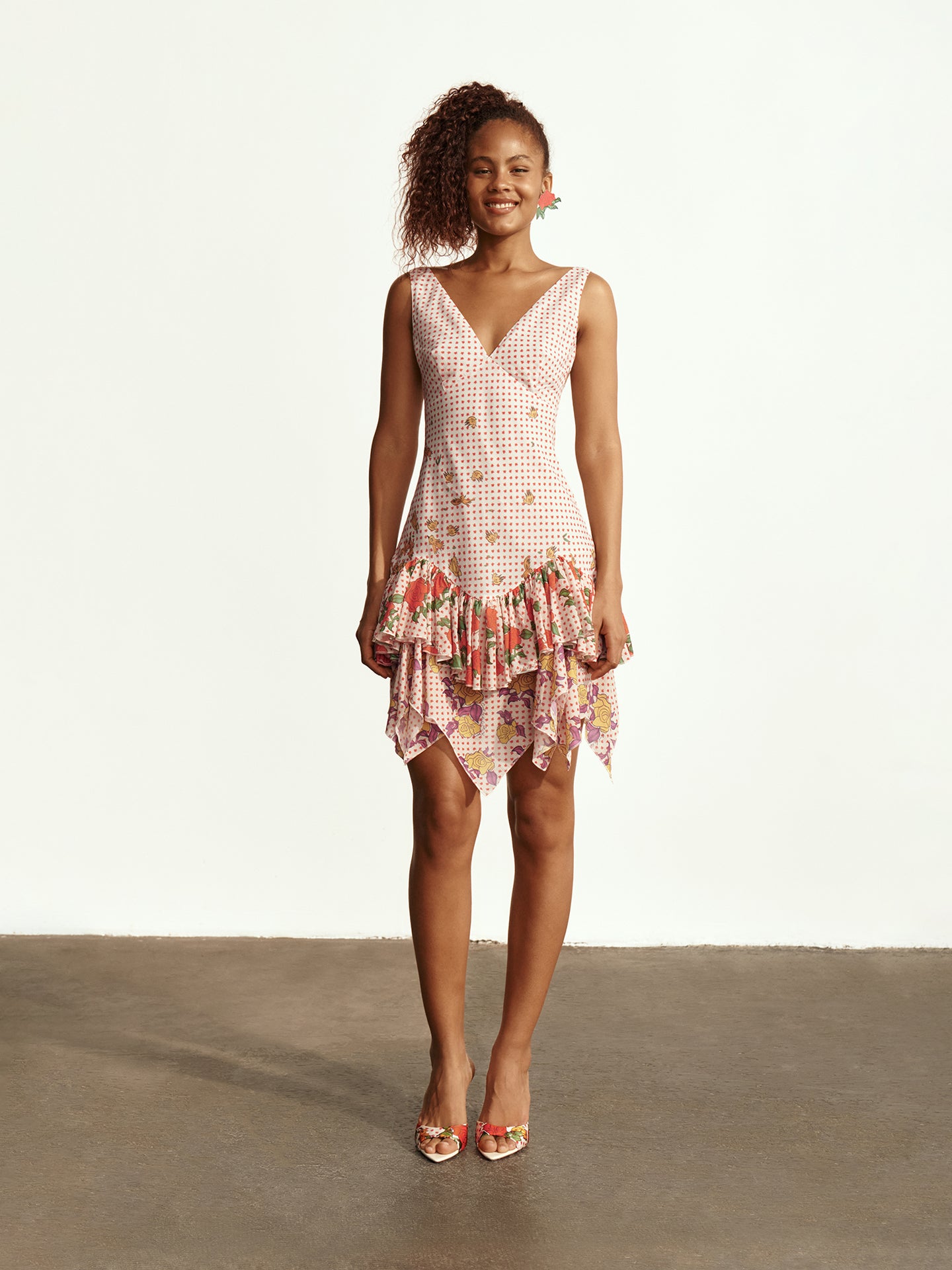 Pajaritos Y Rosas Cotton Voile Mini Dress