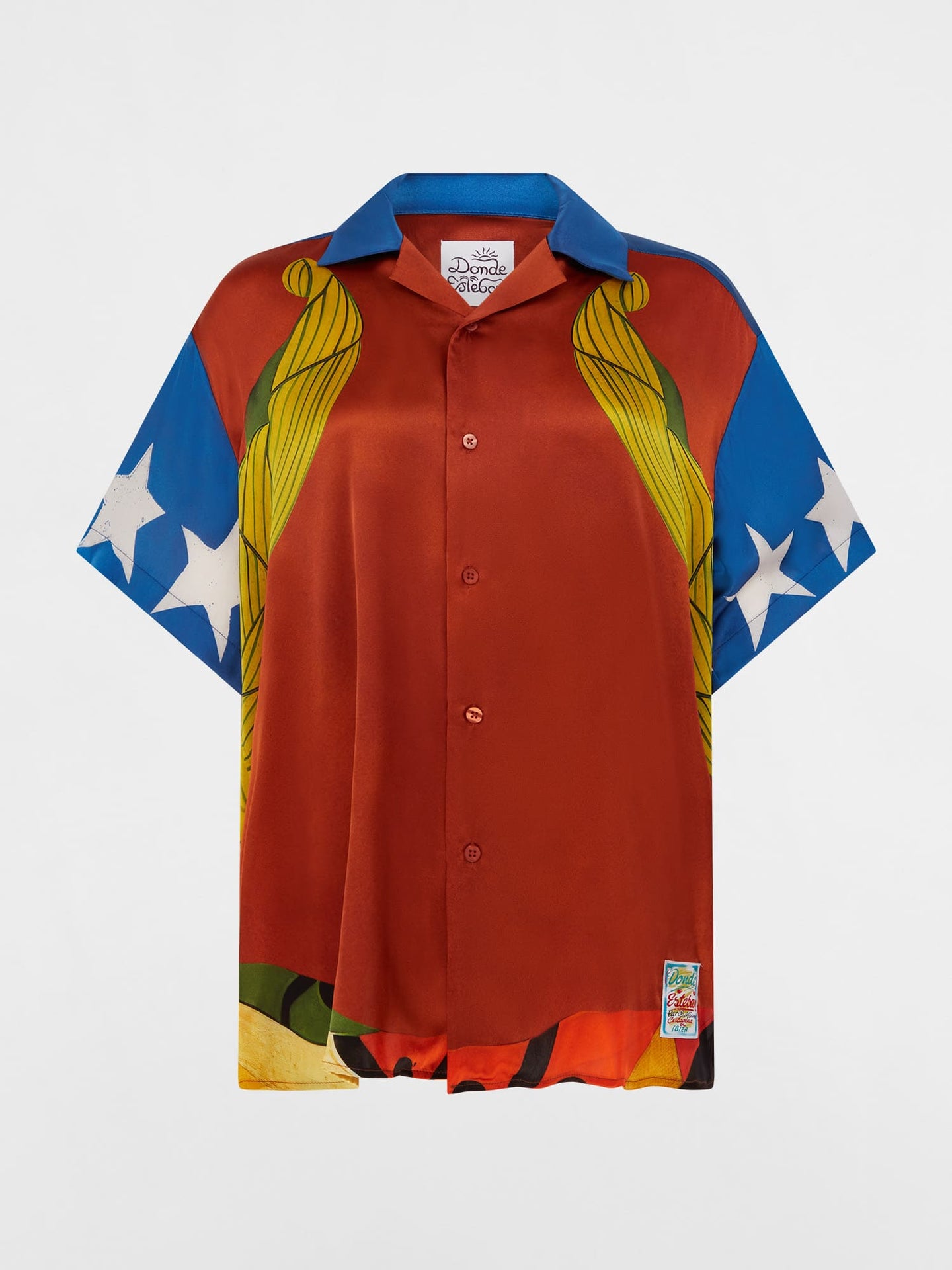 Palenque Short Sleeve Silk Satin Shirt