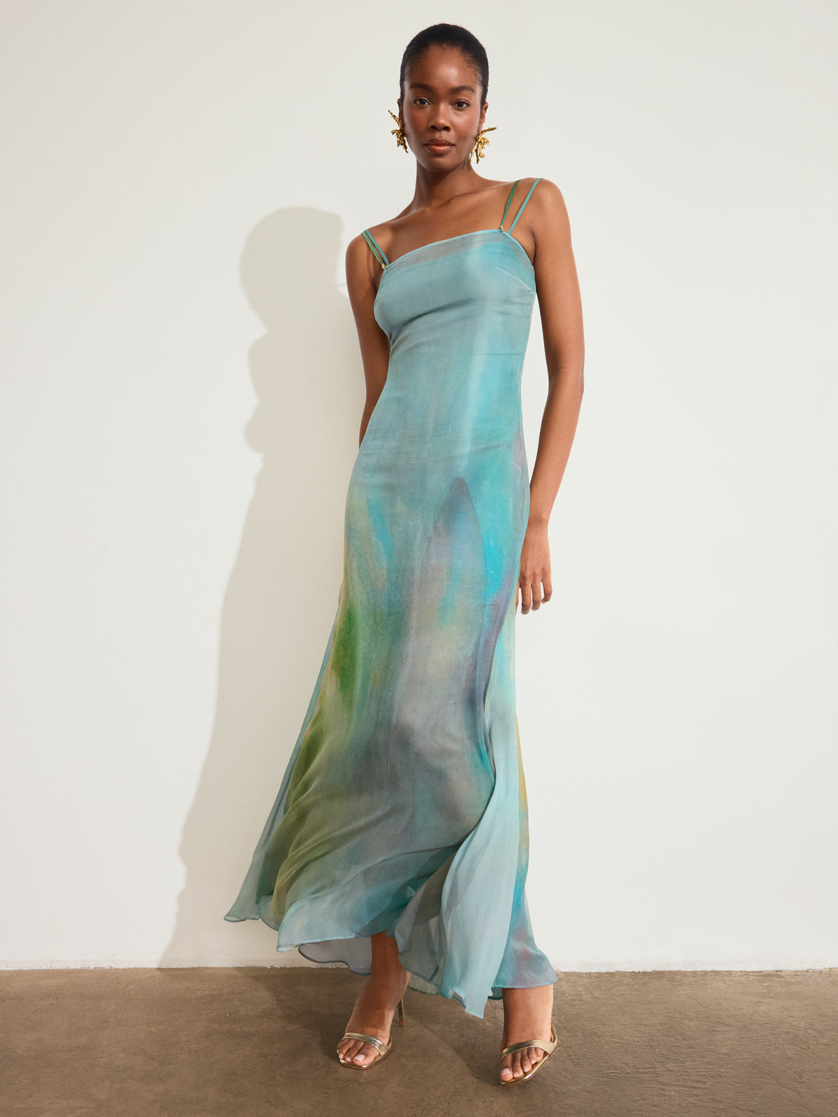 Tormenta Silk Chiffon Long Dress