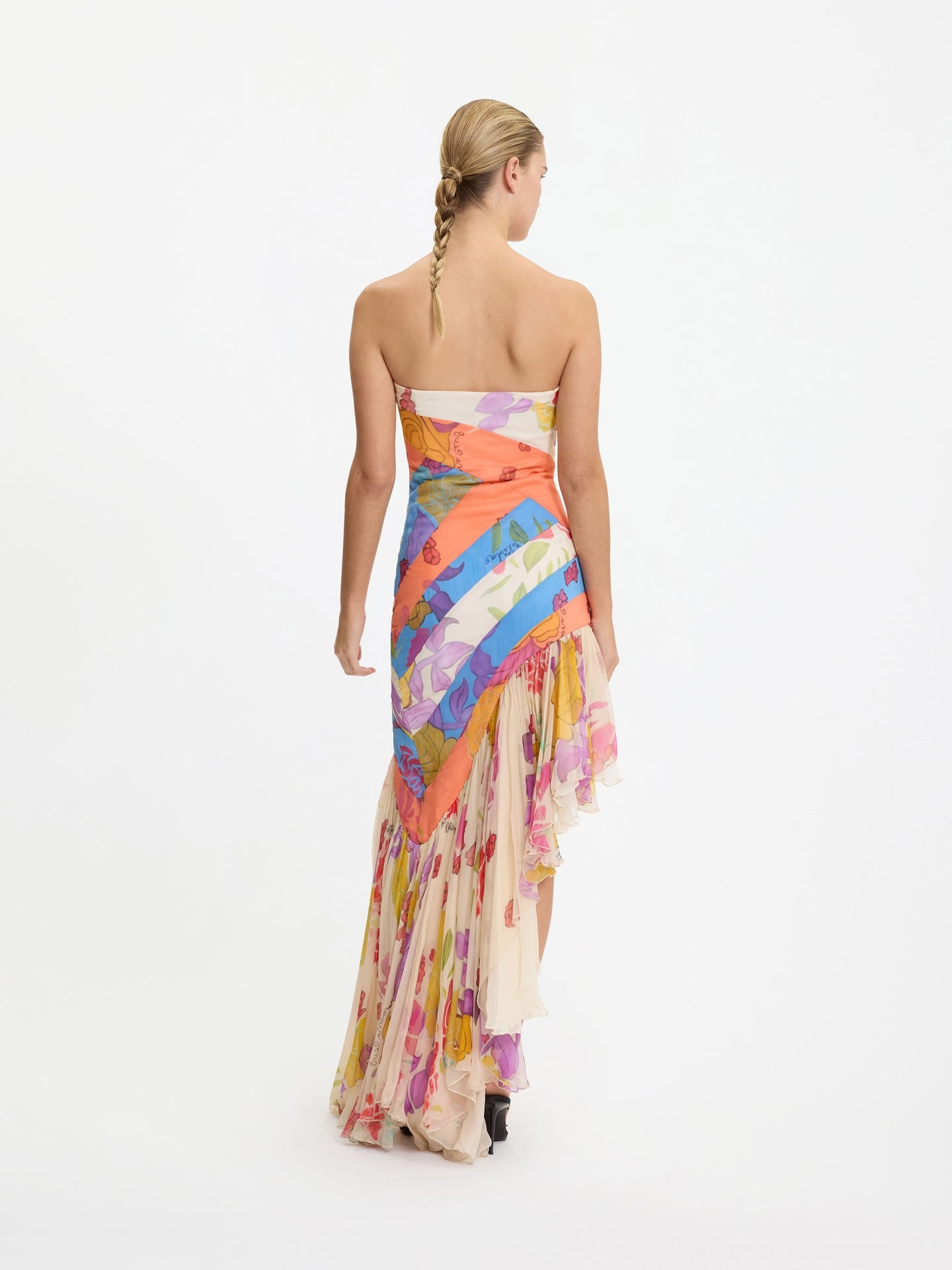 Flores Strapless Silk Chiffon Long Dress