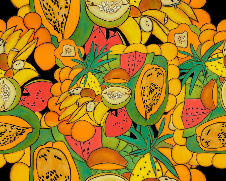 Frutas Silk Satin Lace Mini Dress