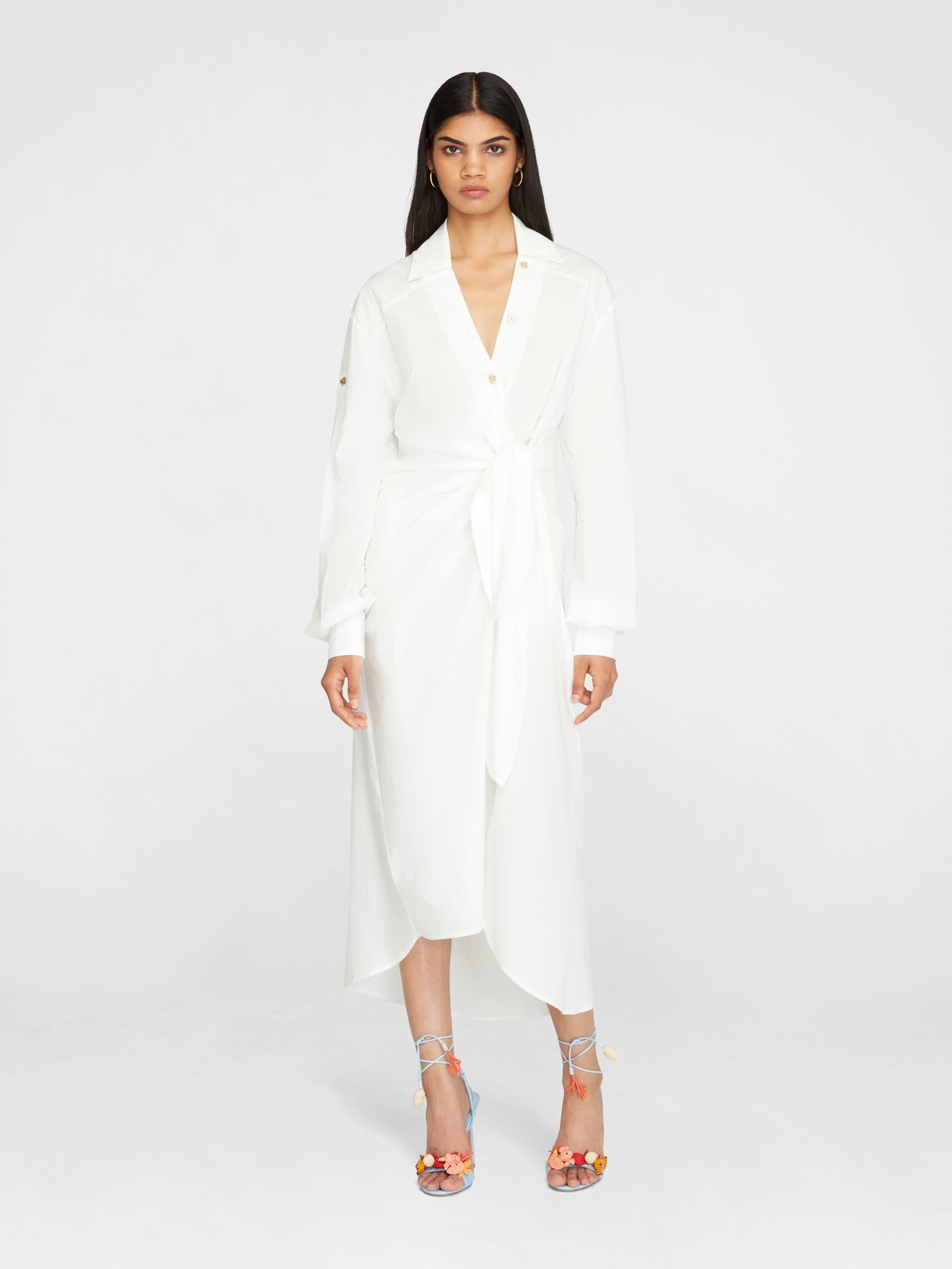 White Lanzarote Cotton Voile Shirt Dress