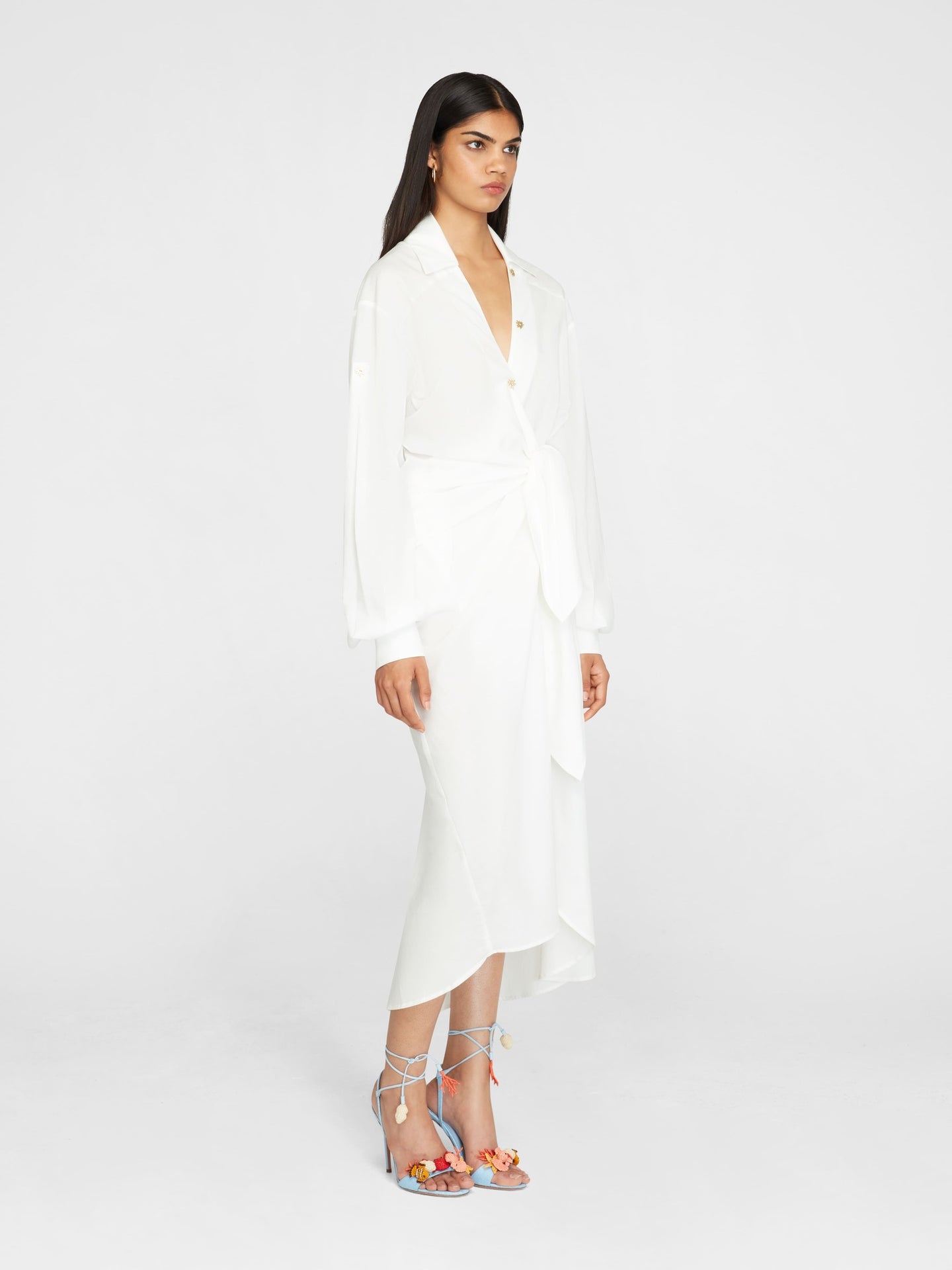 White Lanzarote Cotton Voile Shirt Dress