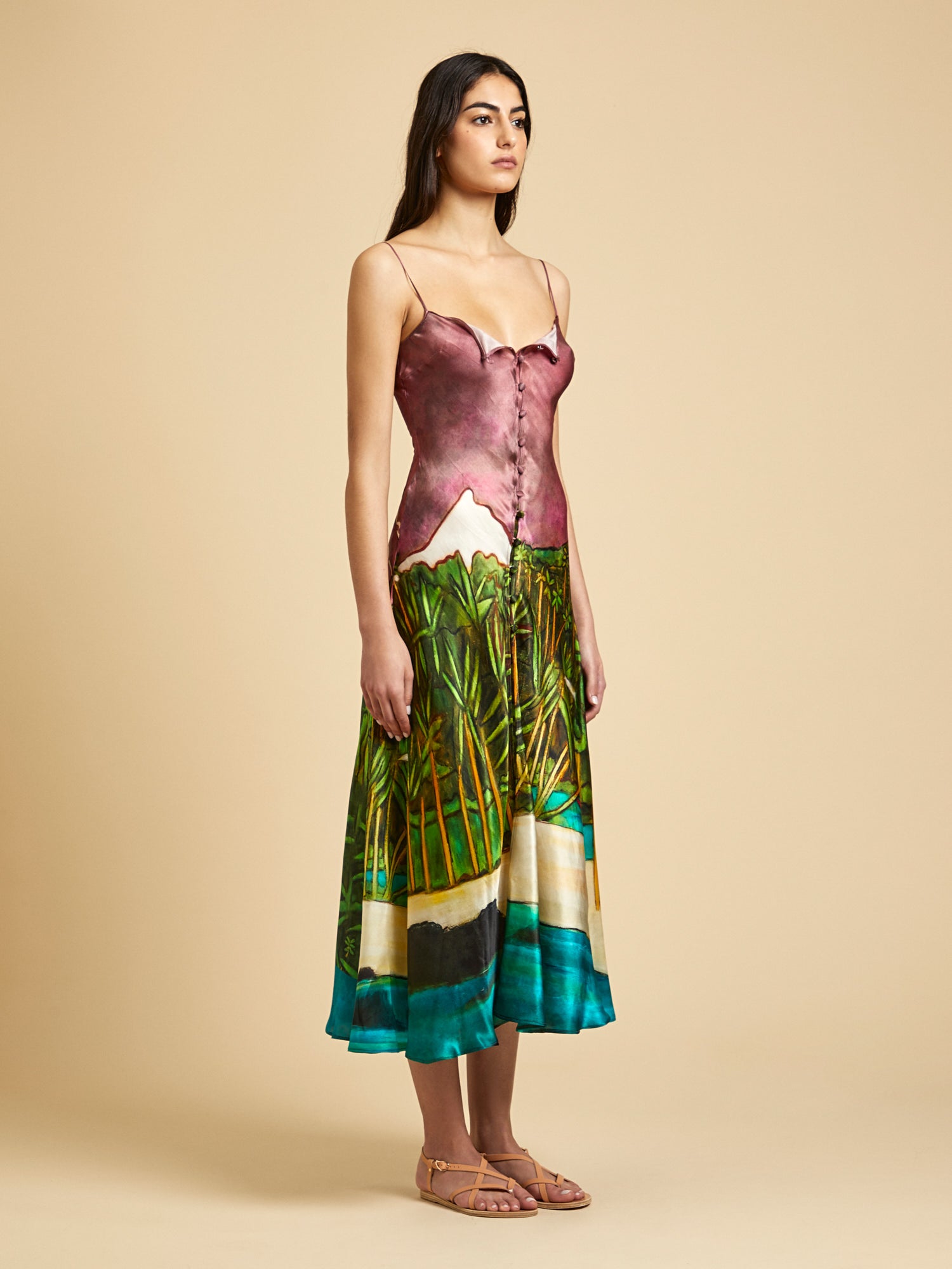 La Sierra Silk Midi Dress
